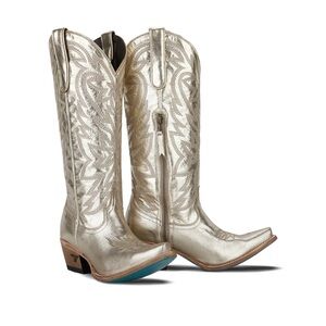 Lane Smokeshow Champagne Metallic Gold Cowboy Boots